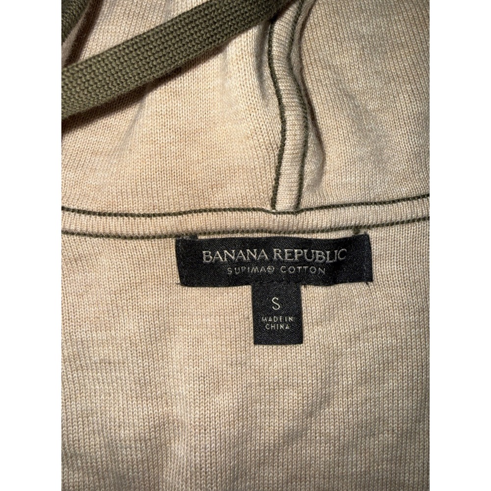 Banana Republic Hoodie Women S Olive Green Tan Supima Cotton Zip Up Sweater - Picture 3 of 6